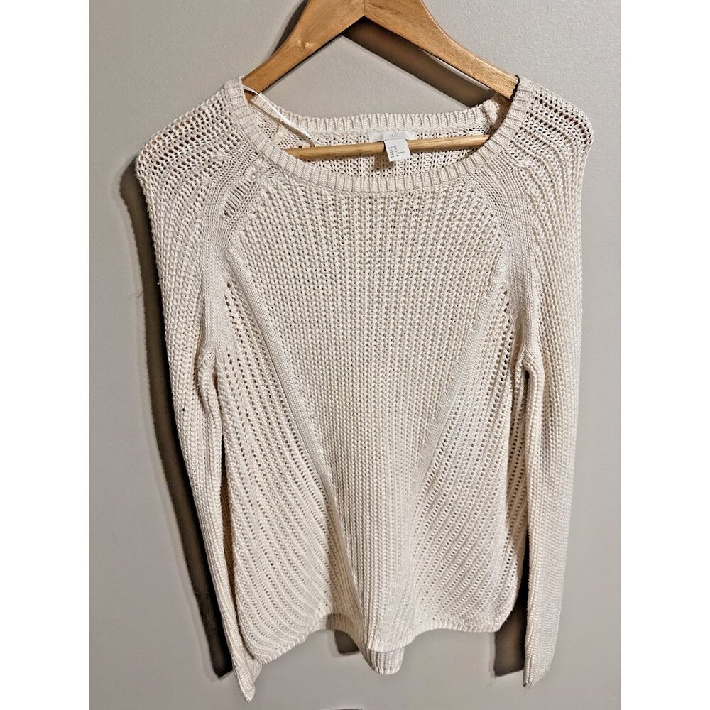 H&M Women's Medium Oversized Chunky Knit Sweater Crew Neck cream Size Medium